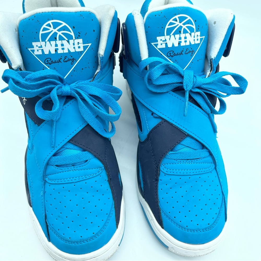 Patrick Ewing Shoes 10.5 Blue White Rogue Lace Up Athletic High Tops - Picture 2 of 13